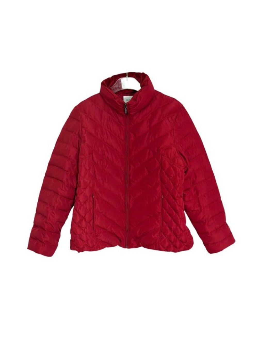 Nine West Red Down Puffer Jacket XL Quilted Zip Coat